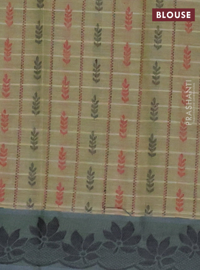 Nithyam cotton saree pastel green and dual shade of green with allover thread weaves & buttas and thread woven border