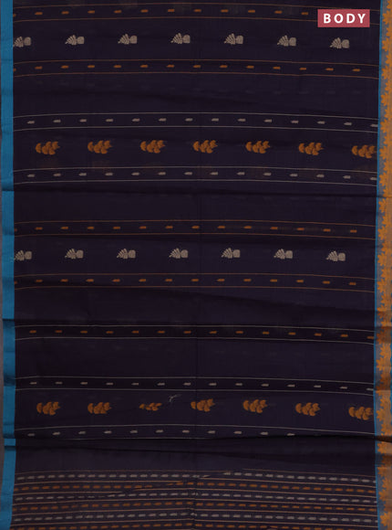 Nithyam cotton saree wine shade and teal green with allover thread weaves & buttas and thread woven border