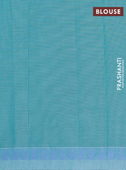 Nithyam cotton saree teal blue with thread woven buttas and thread woven border