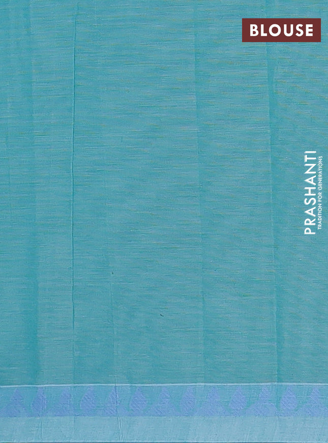 Nithyam cotton saree teal blue with thread woven buttas and thread woven border