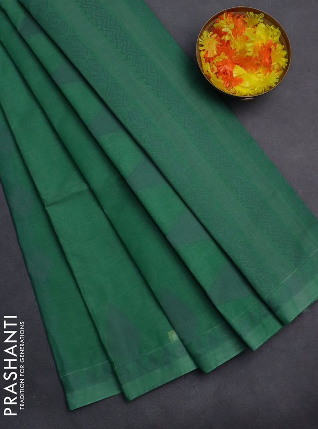 Nithyam cotton saree green with thread woven buttas and thread woven border