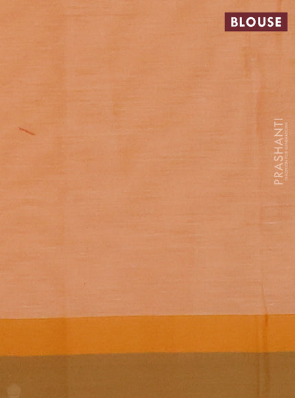 Nithyam cotton saree pale orange and dual shade of sap green with allover thread weaves and simple border