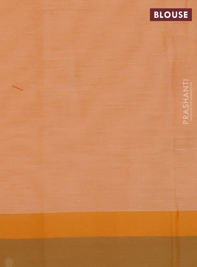 Nithyam cotton saree pale orange and dual shade of sap green with allover thread weaves and simple border