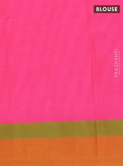 Nithyam cotton saree pink and mustard yellow with allover thread weaves and simple border