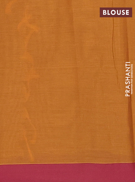 Nithyam cotton saree mustard and maroon with allover thread weaves and simple border