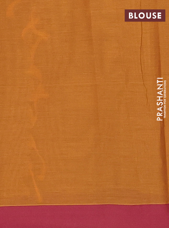 Nithyam cotton saree mustard and maroon with allover thread weaves and simple border