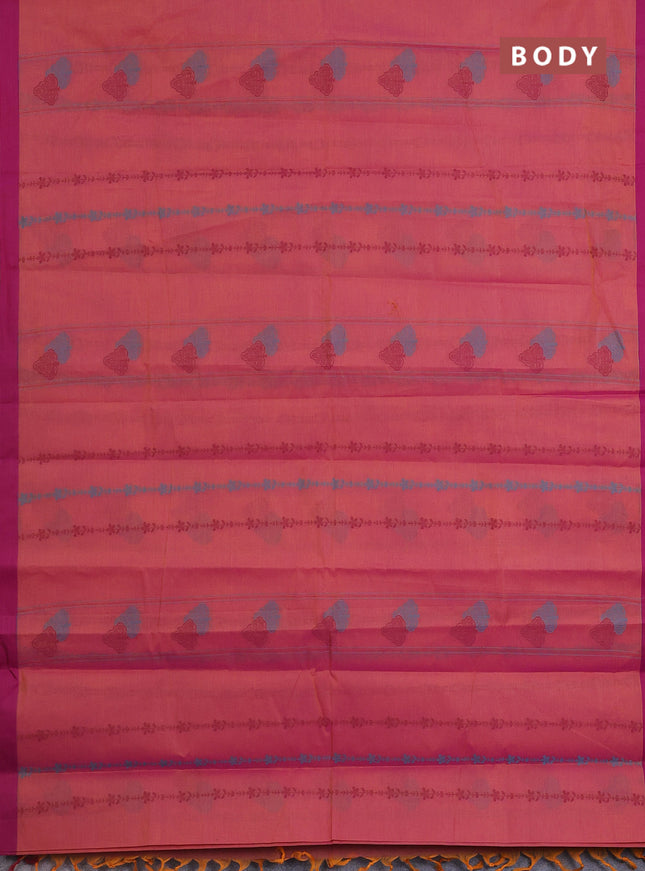 Nithyam cotton saree dual shade of pink and magenta pink with allover thread weaves and simple border
