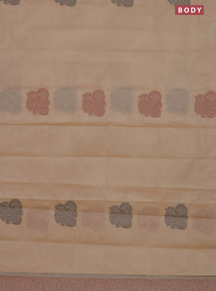 Nithyam cotton saree sandal with thread woven buttas in borderless style