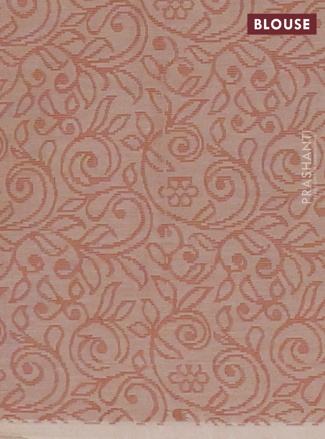 Nithyam cotton saree sandal with thread woven buttas in borderless style