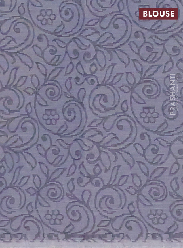 Nithyam cotton saree grey with thread woven buttas in borderless style