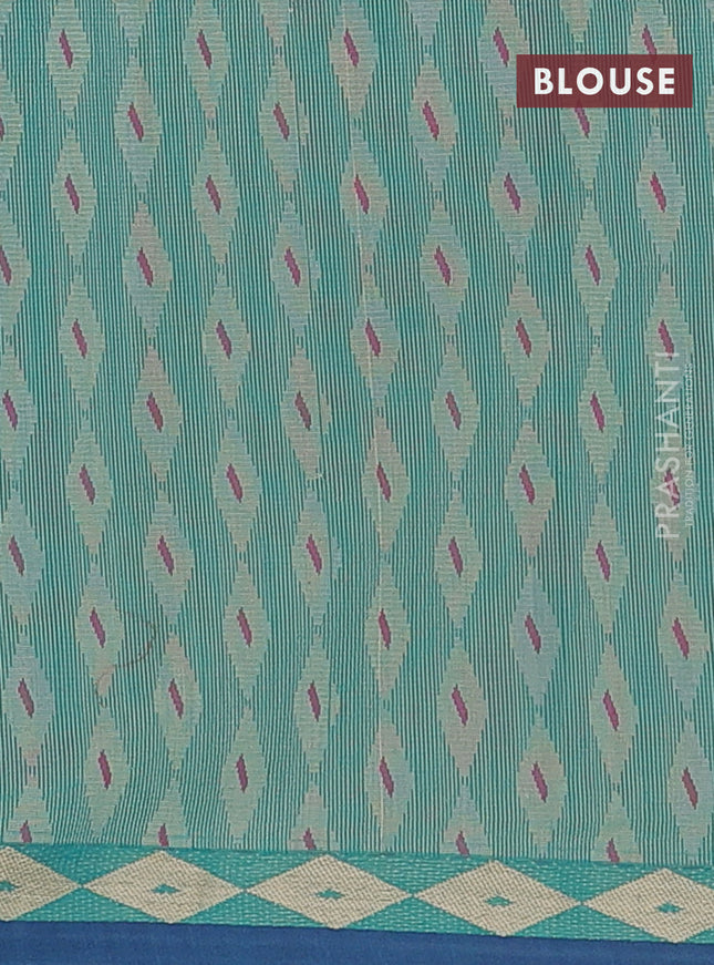 Nithyam cotton saree teal green and blue with thread woven buttas and thread woven border