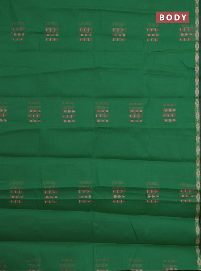 Nithyam cotton saree green with thread woven buttas and thread woven border