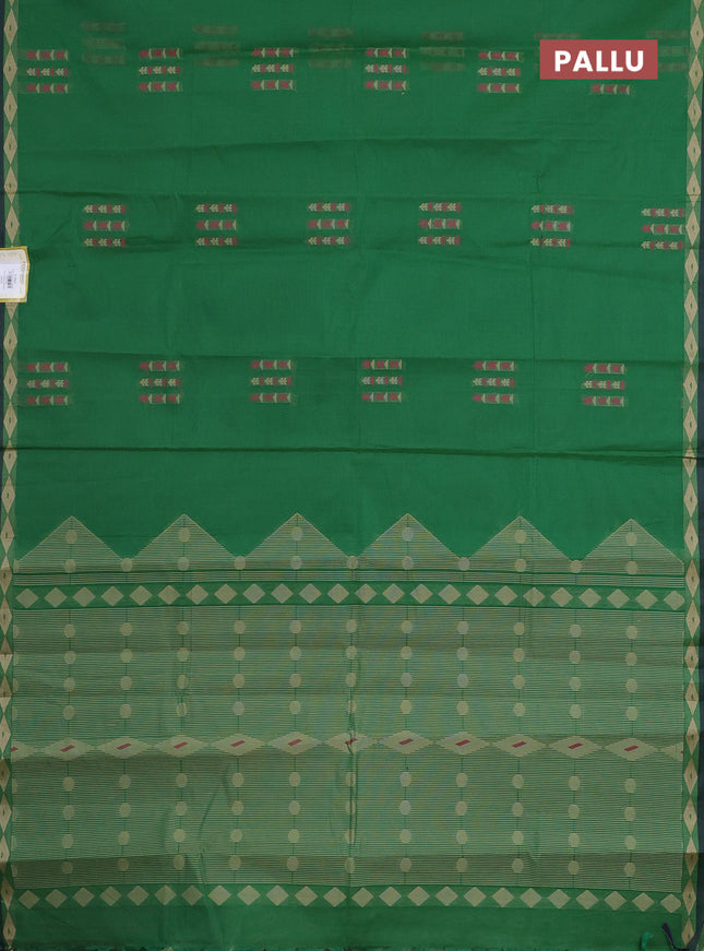 Nithyam cotton saree green with thread woven buttas and thread woven border