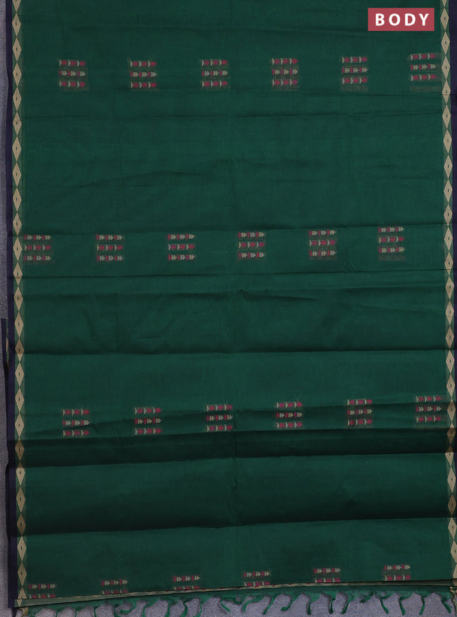 Nithyam cotton saree green with thread woven buttas and thread woven border
