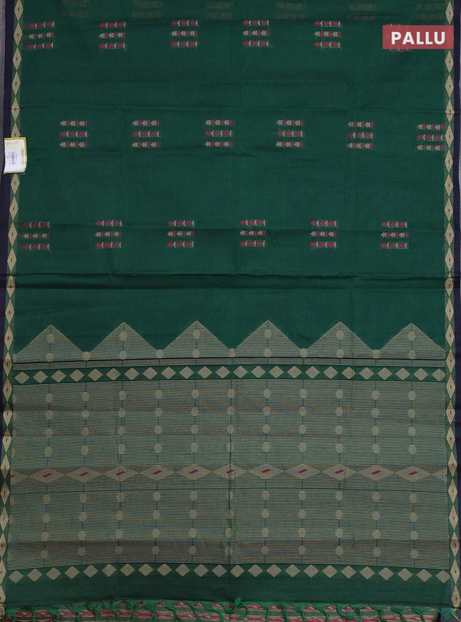 Nithyam cotton saree green with thread woven buttas and thread woven border
