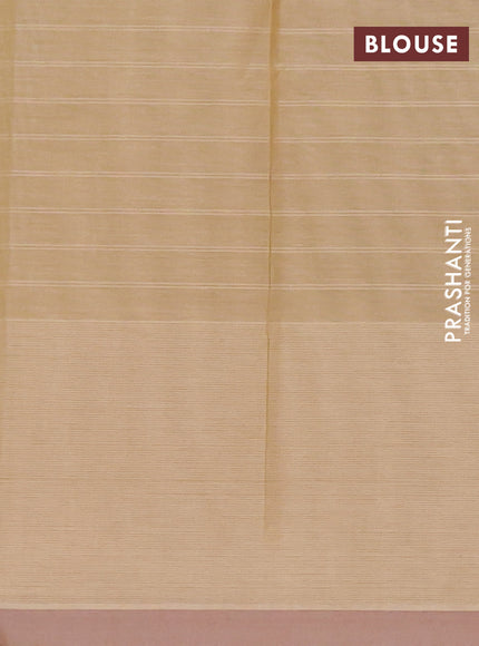 Nithyam cotton saree sandal and beige with allover checks & thread buttas and thread woven butta border