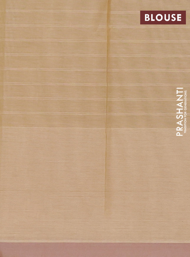 Nithyam cotton saree sandal and beige with allover checks & thread buttas and thread woven butta border