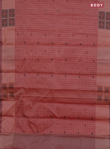 Nithyam cotton saree pastel maroon with allover checks & thread buttas and thread woven butta border