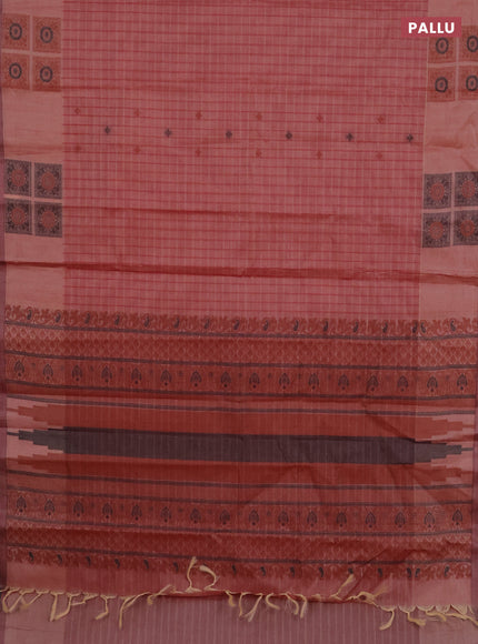 Nithyam cotton saree pastel maroon with allover checks & thread buttas and thread woven butta border