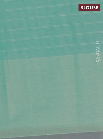 Nithyam cotton saree teal blue and beige with allover checks & thread buttas and thread woven butta border