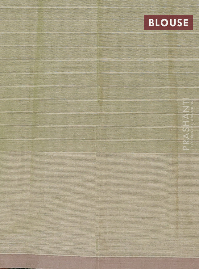 Nithyam cotton saree light green and beige with allover checks & thread buttas and thread woven butta border