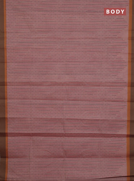 Nithyam cotton saree pastel maroon and brown with allover thread weaves and simple border