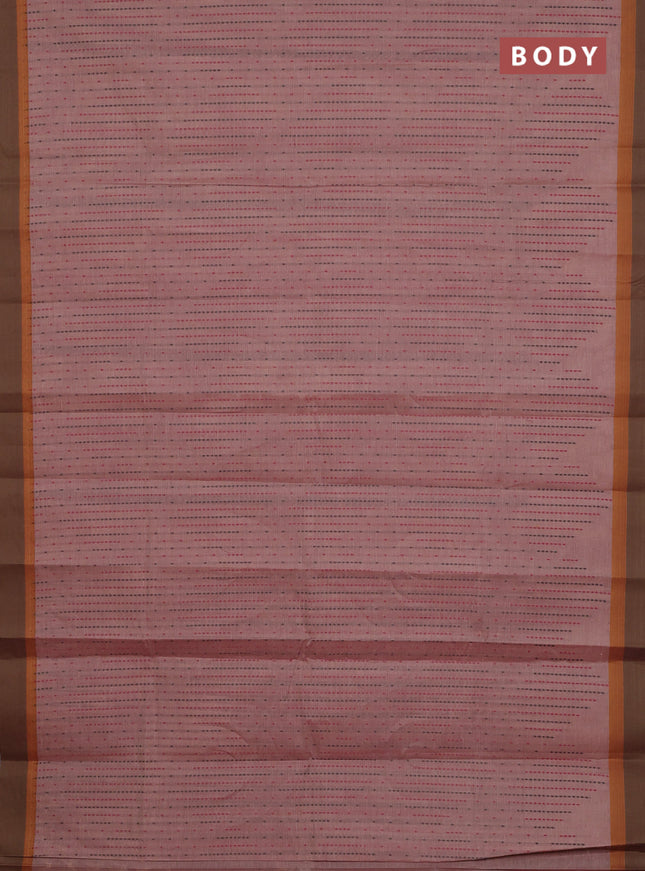 Nithyam cotton saree pastel maroon and brown with allover thread weaves and simple border