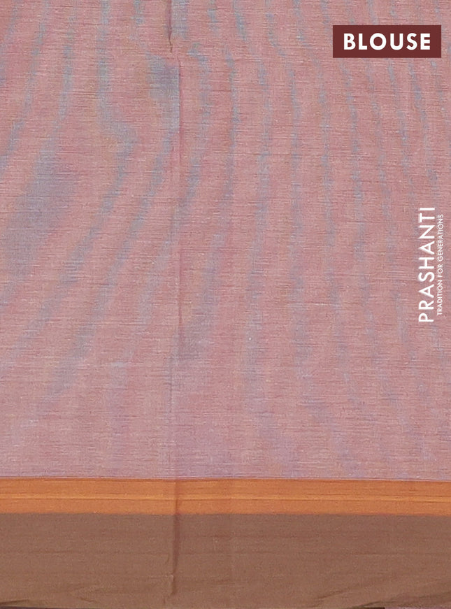 Nithyam cotton saree pastel maroon and brown with allover thread weaves and simple border