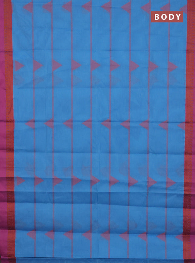 Nithyam cotton saree light blue and pink with thread woven buttas and thread woven border