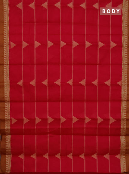Nithyam cotton saree pink and rust shade with thread woven buttas and thread woven border