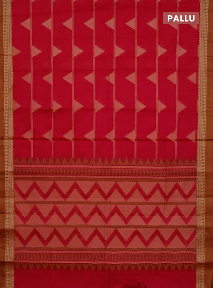 Nithyam cotton saree pink and rust shade with thread woven buttas and thread woven border