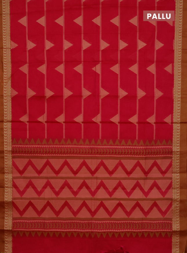 Nithyam cotton saree pink and rust shade with thread woven buttas and thread woven border