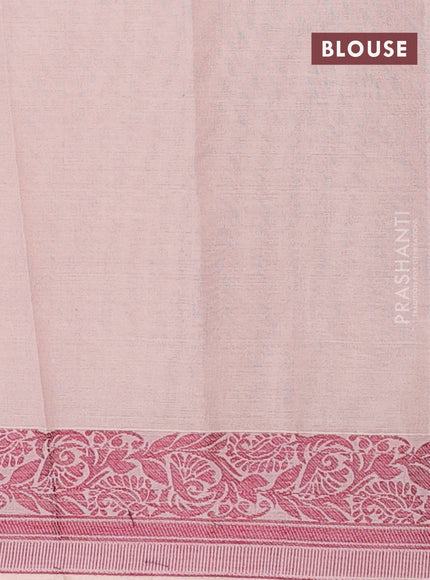 Nithyam cotton saree peach shade with thread woven buttas and thread woven border