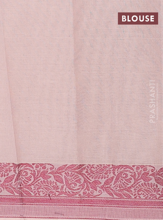 Nithyam cotton saree peach shade with thread woven buttas and thread woven border