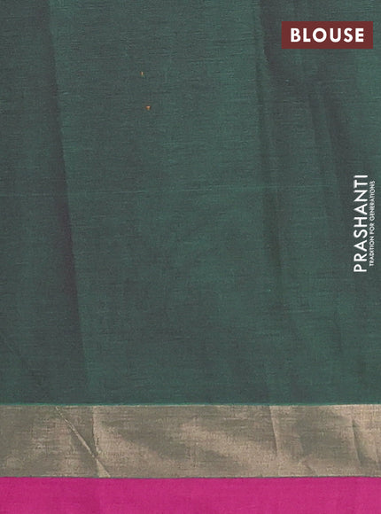 Nithyam cotton saree dual shade of green and magenta pink with allover thread checked pattern & buttas and zari woven border