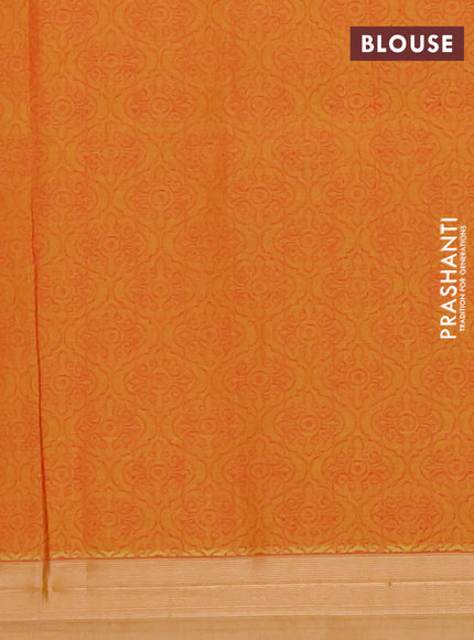 Nithyam cotton saree mustard yellow and beige with thread zari woven peacock buttas and zari woven simple border