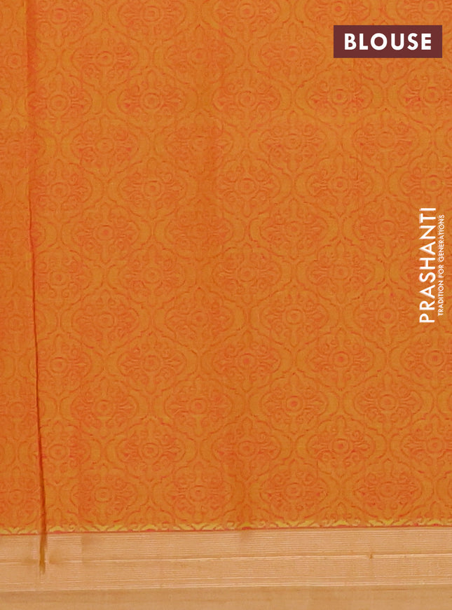 Nithyam cotton saree mustard yellow and beige with thread zari woven peacock buttas and zari woven simple border