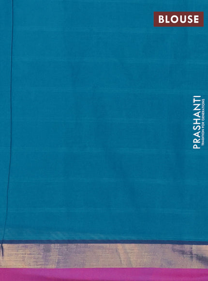 Nithyam cotton saree cs blue and pink with thread woven buttas and zari woven simple border
