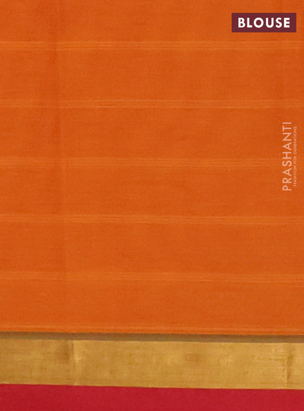 Nithyam cotton saree dark mustard and maroon with thread woven buttas and zari woven simple border