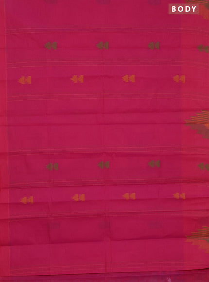 Nithyam cotton saree magenta pink with allover thread weaves & buttas and piping border