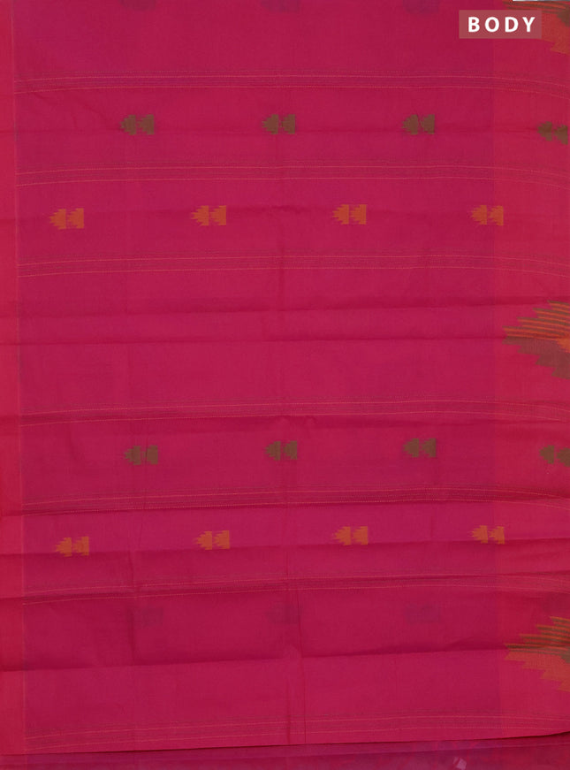 Nithyam cotton saree magenta pink with allover thread weaves & buttas and piping border