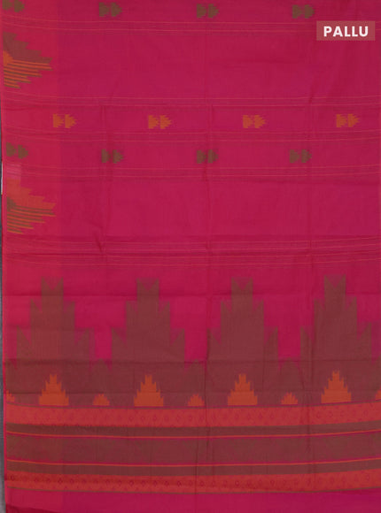 Nithyam cotton saree magenta pink with allover thread weaves & buttas and piping border
