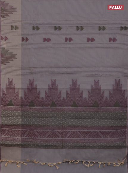 Nithyam cotton saree grey shade with allover thread weaves & buttas and piping border