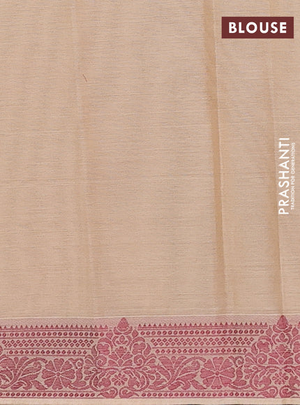 Nithyam cotton saree sandal with allover self emboss & thread weaves and thread woven border