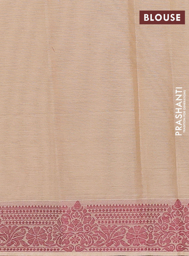Nithyam cotton saree sandal with allover self emboss & thread weaves and thread woven border