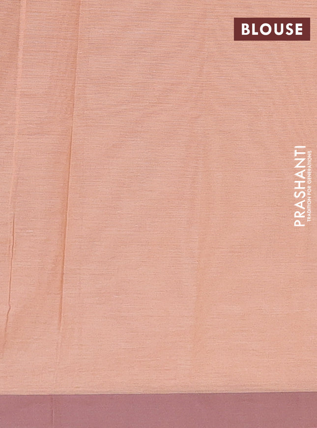 Nithyam cotton saree sandal and pastel brown with allover thread weaves and simple border