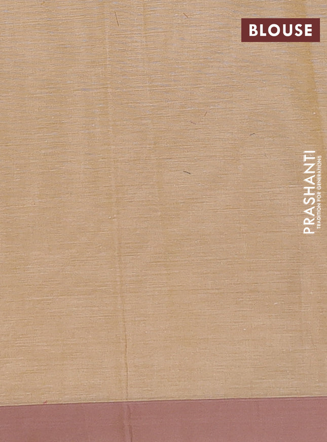 Nithyam cotton saree sandal and pastel brown with allover thread weaves and simple border