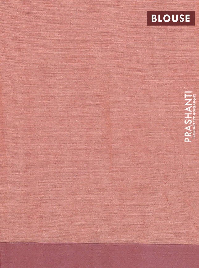 Nithyam cotton saree rust shade and pastel brown with allover thread weaves and simple border