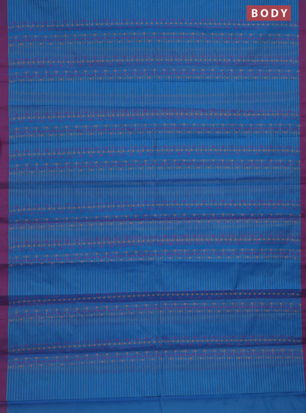 Nithyam cotton saree cs blue and dual shade of maroon with allover thread weaves and simple border