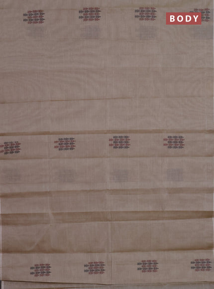 Nithyam cotton saree beige with thread woven buttas in borderless style